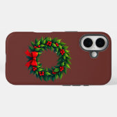 Coques Case-Mate iPhone Couronne de Noël avec Bow rouge (Verso (horizontal))