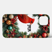 Coques Case-Mate iPhone Couronne de Noël avec Cardinal (Verso (horizontal))