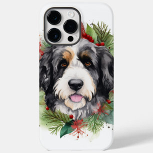 Coque Pour Pour iPhone 14 Pro Max Couronne de Noël Bernedoodle Chien festif