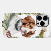 Coques Case-Mate iPhone Couronne de Noël Brittany Spaniel Chien festif (Verso (horizontal))