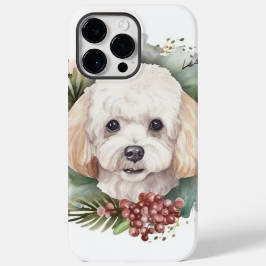 Coques Case-Mate iPhone Couronne de Noël Caniche Fête de Chien Joyeux (Verso)