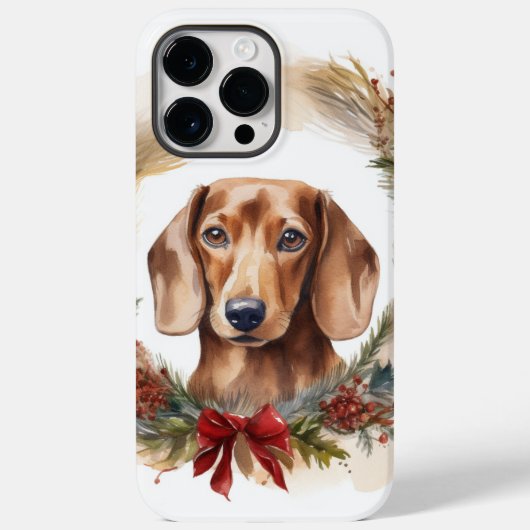 Coques Case-Mate iPhone Couronne de Noël de teckel Chien festif (Verso)