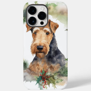 Coque Pour Pour iPhone 14 Pro Max Couronne de Noël festive Airedale Pup