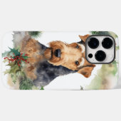 Coques Case-Mate iPhone Couronne de Noël festive Airedale Pup (Verso (horizontal))