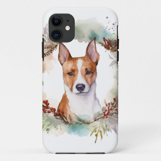 Coques Case-Mate iPhone Couronne de Noël festive de Basenji (Dos)