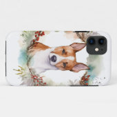Coques Case-Mate iPhone Couronne de Noël festive de Basenji (Dos (Horizontal))