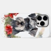 Coques Case-Mate iPhone Couronne de Noël festive de Schnauzer (Verso (horizontal))