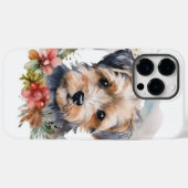 Coques Case-Mate iPhone Couronne de Noël festive Yorkipoo (Verso (horizontal))