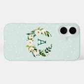 Coques Case-Mate iPhone Couronne de verdure sucrée et monogramme à points  (Verso (horizontal))