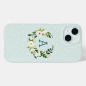 Coques Case-Mate iPhone Couronne de verdure sucrée et monogramme à points (Verso (horizontal))