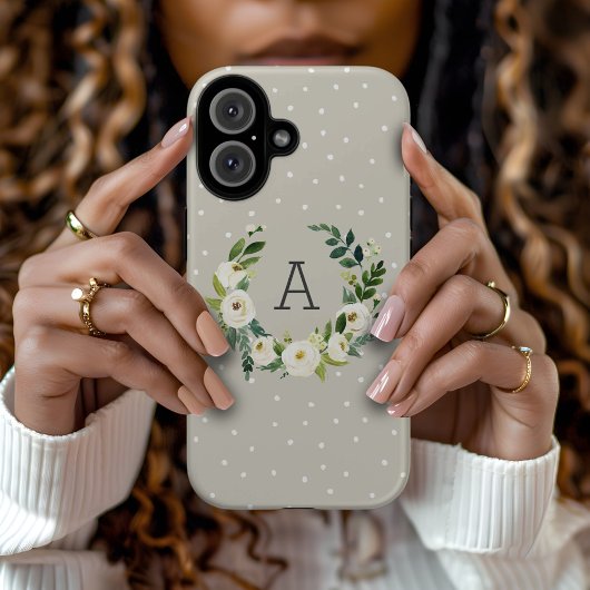Coques Case-Mate iPhone Couronne de verdure sucrée et monogramme à points