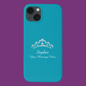 Coques Case-Mate iPhone Couronne diamant, Nom, Votre Message, Turquoise