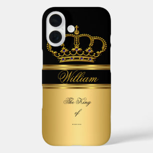 Coques iPhone 16 Couronne noire or royal classe élégante 4b