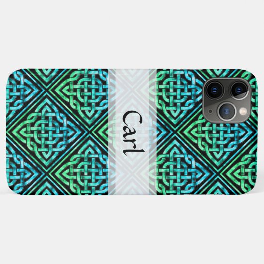 Coques Case-Mate iPhone Coussin Celtique Personnalisé - Carreau Bleu Vert  (Dos (Horizontal))