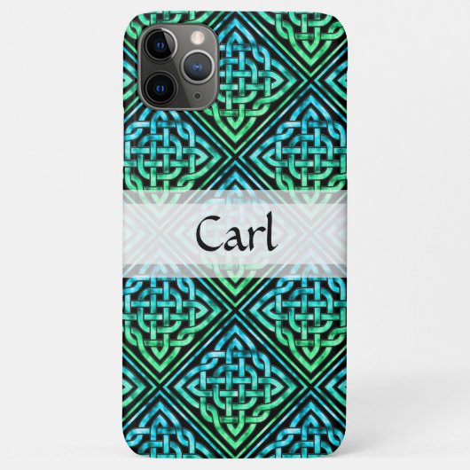 Coques Case-Mate iPhone Coussin Celtique Personnalisé - Carreau Bleu Vert  (Dos)