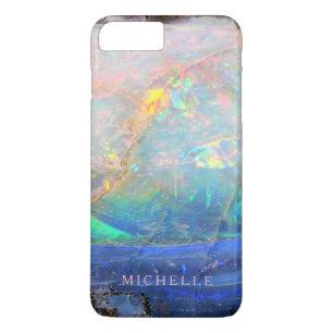 Coque iPhone 8 Plus/7 Plus Coutume bling minérale de bokeh de pierre gemme