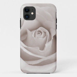 Coques Pour iPhone Coutume rose blanche et crème de sépia vintage