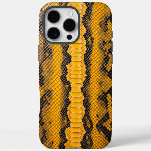 Coques iPhone 16 Pro Max Couvercle Citrine : Texture de serpent jaune
