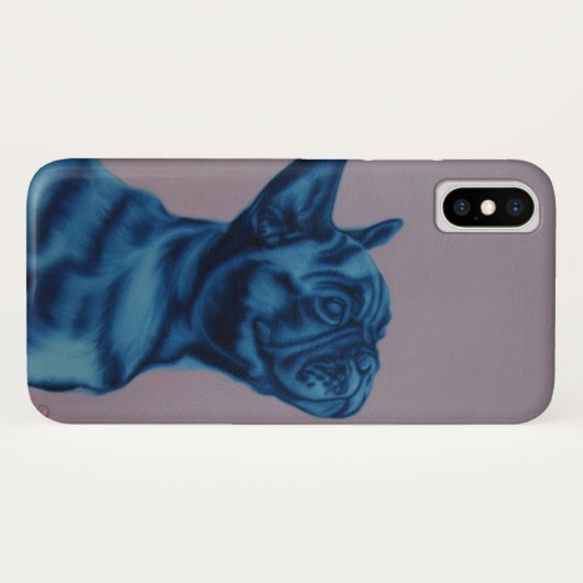 Coques Case-Mate iPhone Couverture bleue d'iPhone de Frenchie (Dos (Horizontal))