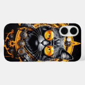 Coques Case-Mate iPhone Couverture de chat jaune cyber futuriste (Verso (horizontal))