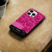 Coques Case-Mate iPhone Couverture d'iPhone Damask personnalisée rose et n