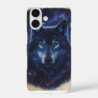 Coques iPhone 16 Couverture du thème du loup cosmique