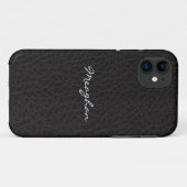 Coques Case-Mate iPhone Couverture en cuir noire de l'iPhone 5 de texture (Dos (Horizontal))