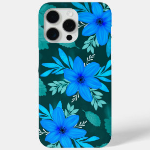 Coque iPhone 15 Pro Max Couverture iPhone Blue Blossom Elegance