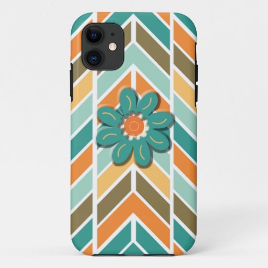 Coques Case-Mate iPhone Couverture iPhone, Retro Chevron, Flower Power iPh (Dos)