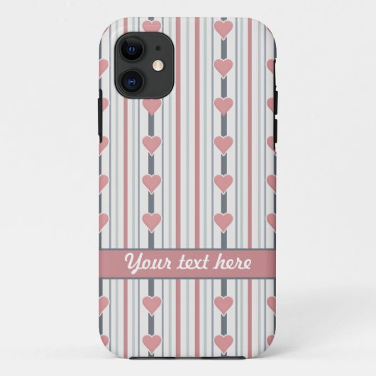 Coques Case-Mate iPhone Couverture personnalisée Coeurs et rayures iPhone  (Dos)