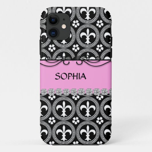 Coques Case-Mate iPhone COUVERTURE ROSE CHIQUE de French Fleur de Lis (Dos)