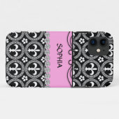Coques Case-Mate iPhone COUVERTURE ROSE CHIQUE de French Fleur de Lis (Dos (Horizontal))