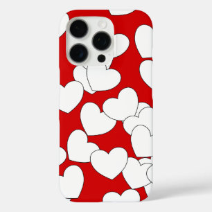 Coques iPhone 16 Pro Couverture rouge iPhone frappant avec les coeurs b