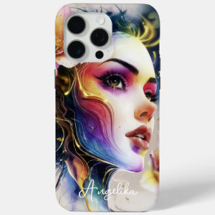 Coque iPhone 15 Pro Max Couverture téléphonique céleste femme peinte Imagi