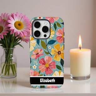 Coques iPhone 16 Pro Couverture téléphonique florale personnalisable