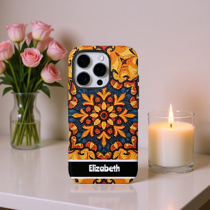 Coques iPhone 16 Pro Couverture téléphonique Mandala bleue personnalisa