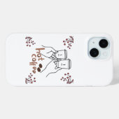 Coques Case-Mate iPhone Couvre-café chaud Dessin à la main Amoureux du caf (Verso (horizontal))