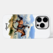 Coques Case-Mate iPhone Cow-boy sur cheval bai (Verso (horizontal))