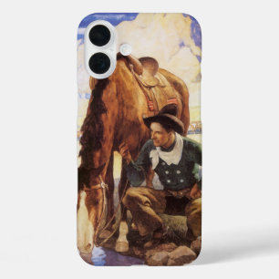 iPhone 16 Plus Case Cowboy arroser son cheval par NC Wyeth, Art Vintag