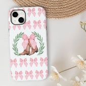 Coques Case-Mate iPhone Cowgirl Boots Laurel Wreath and Pink Bows