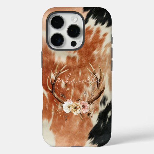 Coques Case-Mate iPhone Cowgirl Cowhal Floral Deer Antlers (Verso)