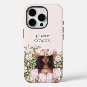 Coques iPhone 16 Pro Cowgirl de clôture florale de rose rose