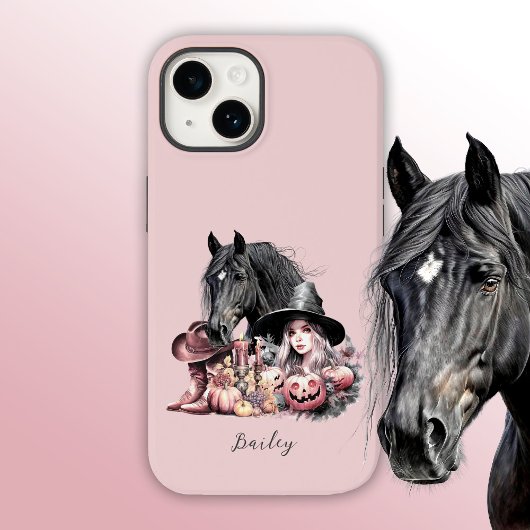 Coques Case-Mate iPhone Cowgirl Halloween cheval rose noir girly