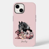Coques Case-Mate iPhone Cowgirl Halloween cheval rose noir girly (Verso)