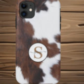 Coques Case-Mate iPhone Cowhide Brown Monogramme blanc Coque-Mate iPhone C