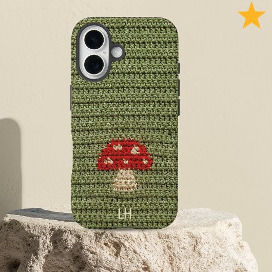 Coques Case-Mate iPhone Cozy Crochet Mushroom Yarn Custom Name Initials