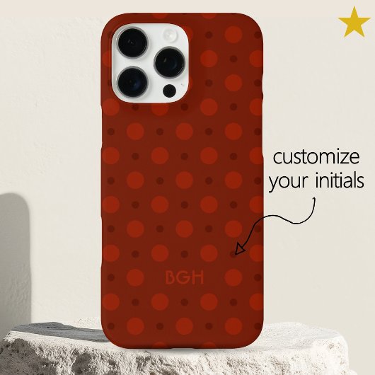 Coques Case-Mate iPhone Cozy Red Orange Dots Pattern Custom Name Initials