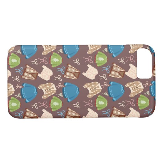 Coques Case-Mate iPhone Cozy Sweaters & Ribbons Pattern Phone Case (Dos (Horizontal))