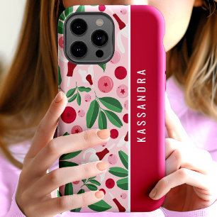 Coque Pour iPhone 15 Cranberries florales Nom personnalisé