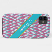 Coques Case-Mate iPhone Cranberry et Turquoise Motif iKat ZigZag (Dos (Horizontal))